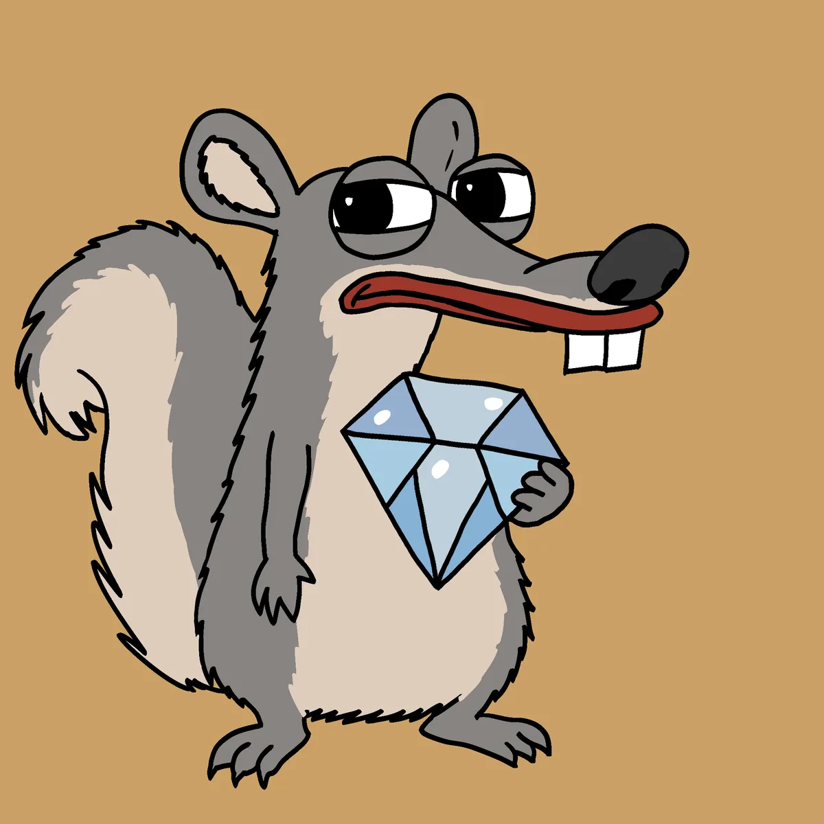 Snipo walking with the diamond in his mouth